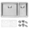Ruvati 32" Undermount Kitchen Sink 70/30 Double Bowl 16 Gauge SS RVM5300 - alternate 1
